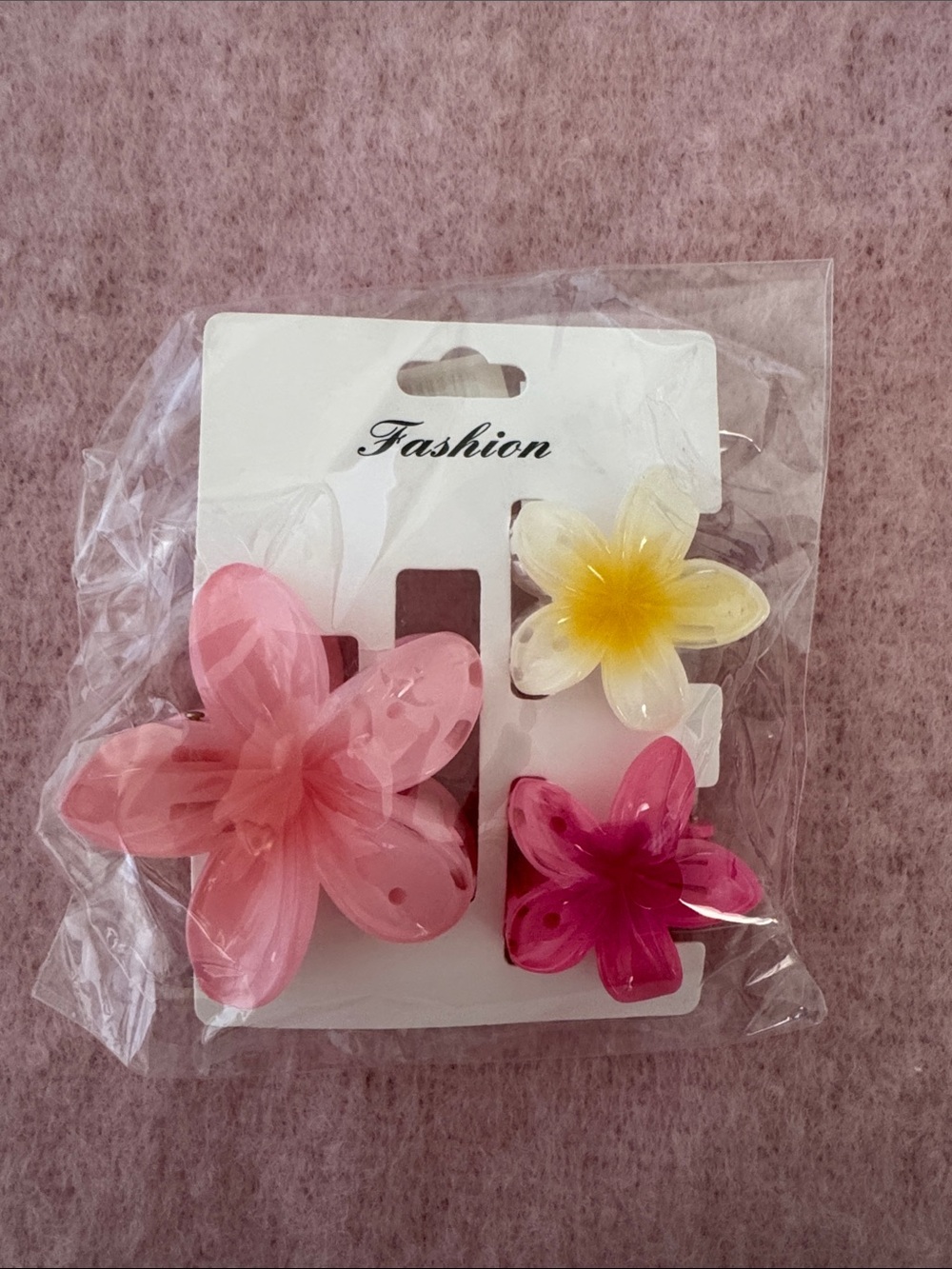 Windsor Floral Acrylic Hair Clips - Light Pink, Hot Pink & Yellow